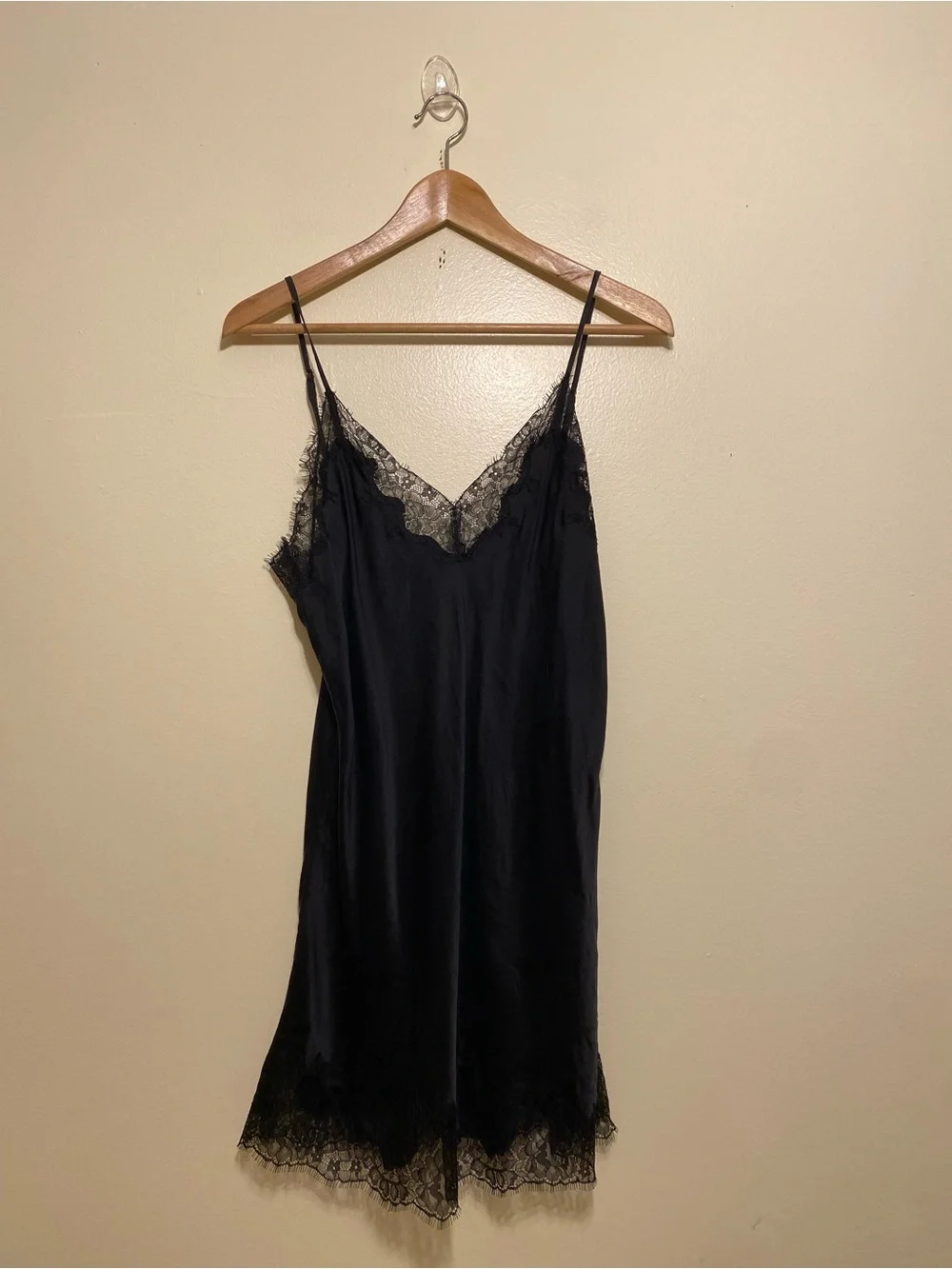 JOURNELLE SILK Black Lace-Trim Slip Dress - Women Intimates & Sleepwear. Size M